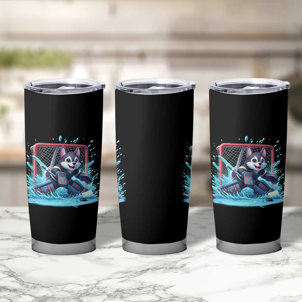 Siberian Husky Ice Hockey Player Tumbler Cup Funny Goalie Gift - Wonder Print Shop