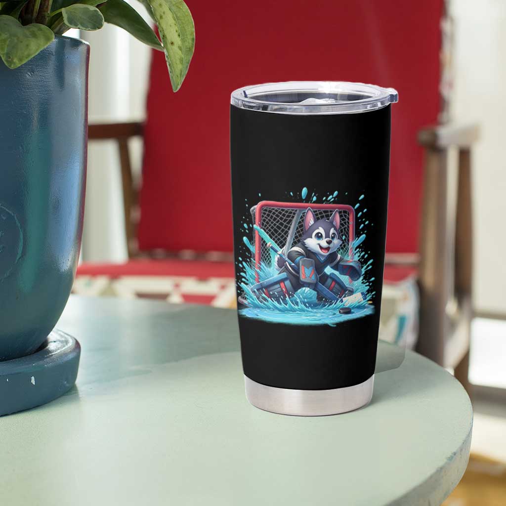 Siberian Husky Ice Hockey Player Tumbler Cup Funny Goalie Gift - Wonder Print Shop