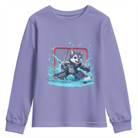 Siberian Husky Ice Hockey Player Youth Sweatshirt Funny Goalie Gift - Wonder Print Shop