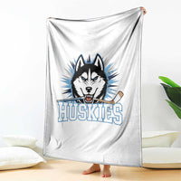 Cool Siberian Husky Ice Hockey Throw Blanket Gift For Dog Lovers - Wonder Print Shop