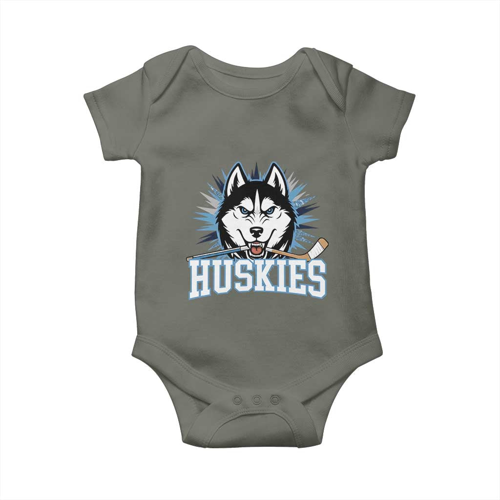 Cool Siberian Husky Ice Hockey Baby Onesie Gift For Dog Lovers - Wonder Print Shop