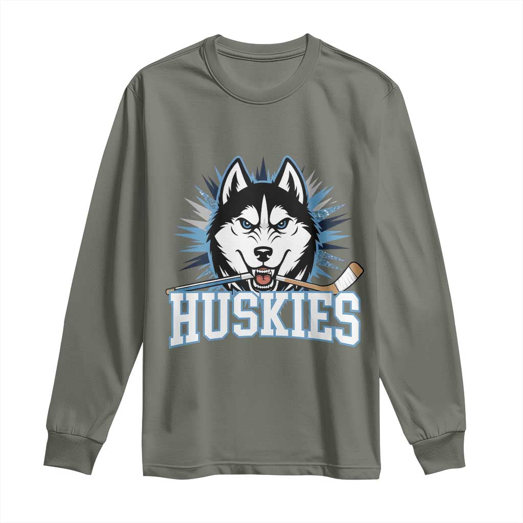 Cool Siberian Husky Ice Hockey Long Sleeve Shirt Gift For Dog Lovers - Wonder Print Shop
