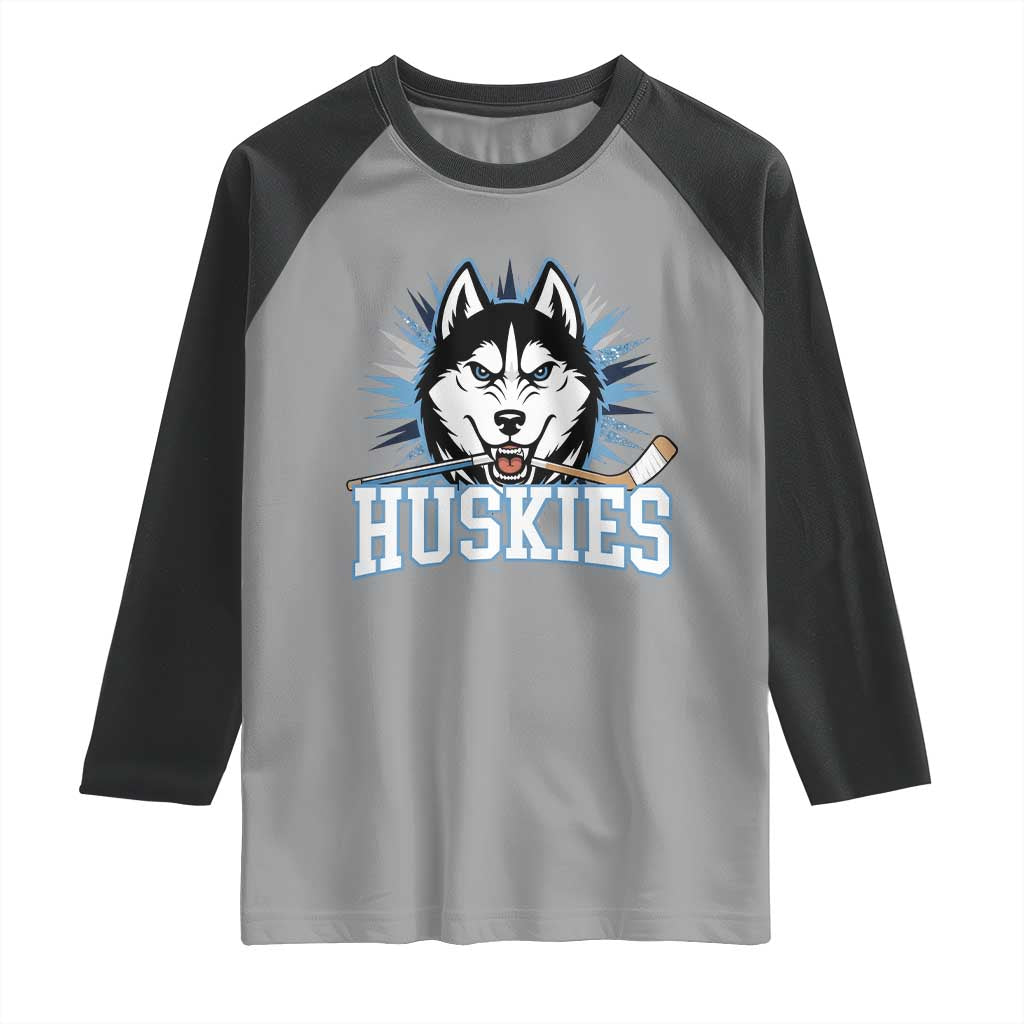 Cool Siberian Husky Ice Hockey Raglan Shirt Gift For Dog Lovers - Wonder Print Shop