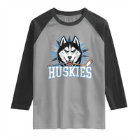 Cool Siberian Husky Ice Hockey Raglan Shirt Gift For Dog Lovers - Wonder Print Shop
