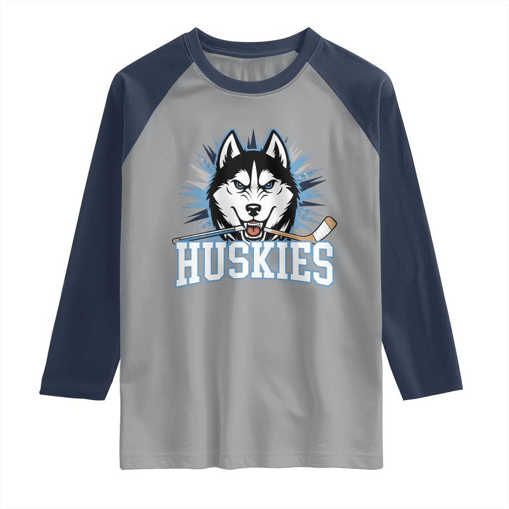 Cool Siberian Husky Ice Hockey Raglan Shirt Gift For Dog Lovers - Wonder Print Shop