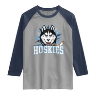 Cool Siberian Husky Ice Hockey Raglan Shirt Gift For Dog Lovers - Wonder Print Shop