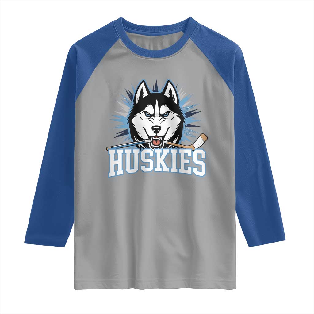 Cool Siberian Husky Ice Hockey Raglan Shirt Gift For Dog Lovers - Wonder Print Shop