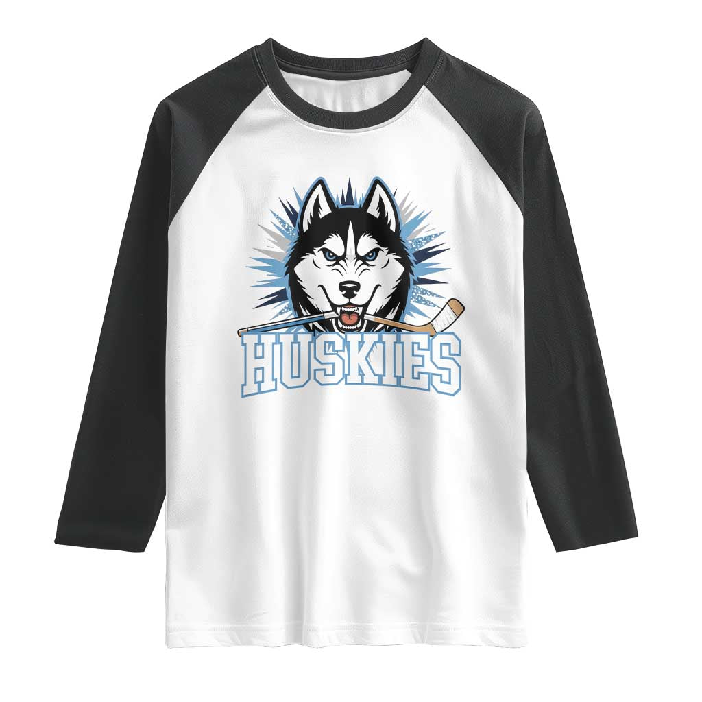 Cool Siberian Husky Ice Hockey Raglan Shirt Gift For Dog Lovers - Wonder Print Shop