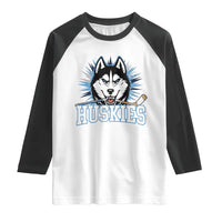 Cool Siberian Husky Ice Hockey Raglan Shirt Gift For Dog Lovers - Wonder Print Shop