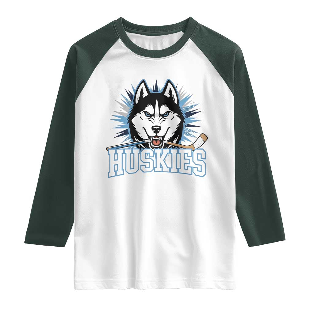 Cool Siberian Husky Ice Hockey Raglan Shirt Gift For Dog Lovers - Wonder Print Shop