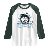 Cool Siberian Husky Ice Hockey Raglan Shirt Gift For Dog Lovers - Wonder Print Shop