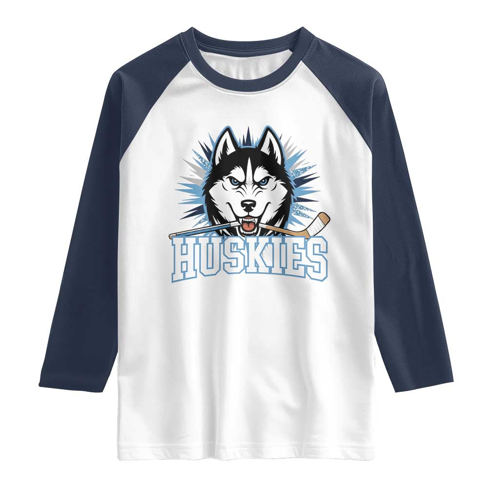 Cool Siberian Husky Ice Hockey Raglan Shirt Gift For Dog Lovers - Wonder Print Shop