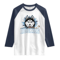 Cool Siberian Husky Ice Hockey Raglan Shirt Gift For Dog Lovers - Wonder Print Shop