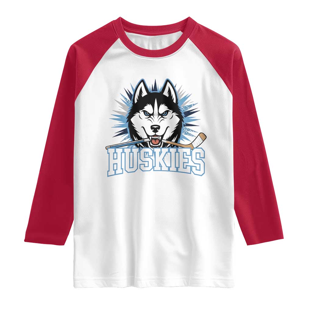 Cool Siberian Husky Ice Hockey Raglan Shirt Gift For Dog Lovers - Wonder Print Shop