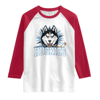 Cool Siberian Husky Ice Hockey Raglan Shirt Gift For Dog Lovers - Wonder Print Shop