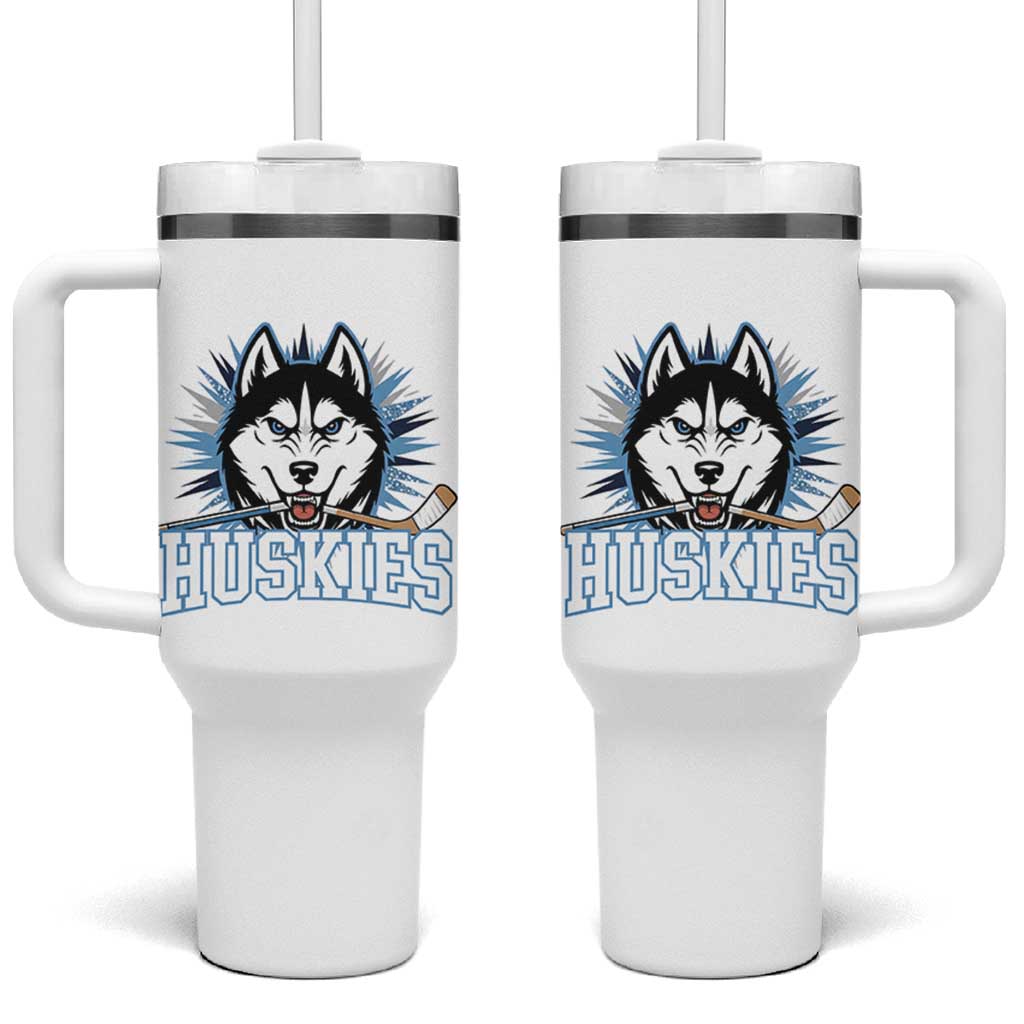 Cool Siberian Husky Ice Hockey Tumbler With Handle Gift For Dog Lovers - Wonder Print Shop
