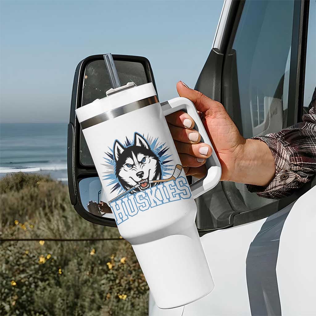 Cool Siberian Husky Ice Hockey Tumbler With Handle Gift For Dog Lovers - Wonder Print Shop