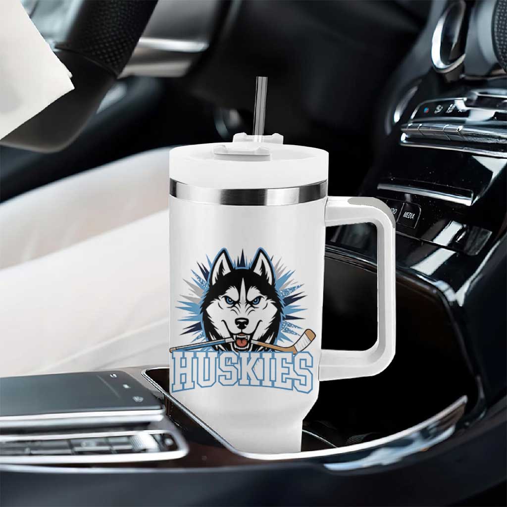 Cool Siberian Husky Ice Hockey Tumbler With Handle Gift For Dog Lovers - Wonder Print Shop