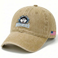 Cool Siberian Husky Ice Hockey Washed Cotton Baseball Cap Gift For Dog Lovers