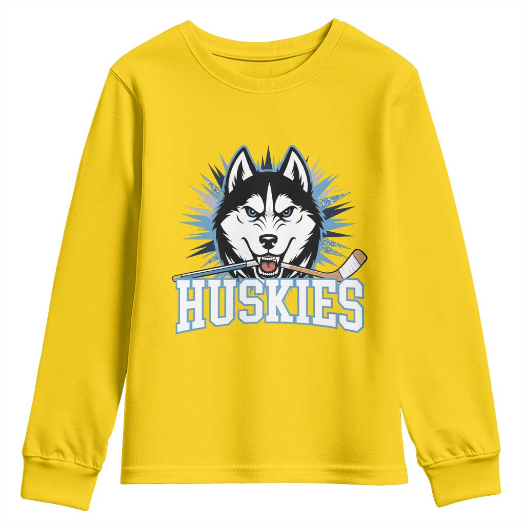 Cool Siberian Husky Ice Hockey Youth Sweatshirt Gift For Dog Lovers - Wonder Print Shop