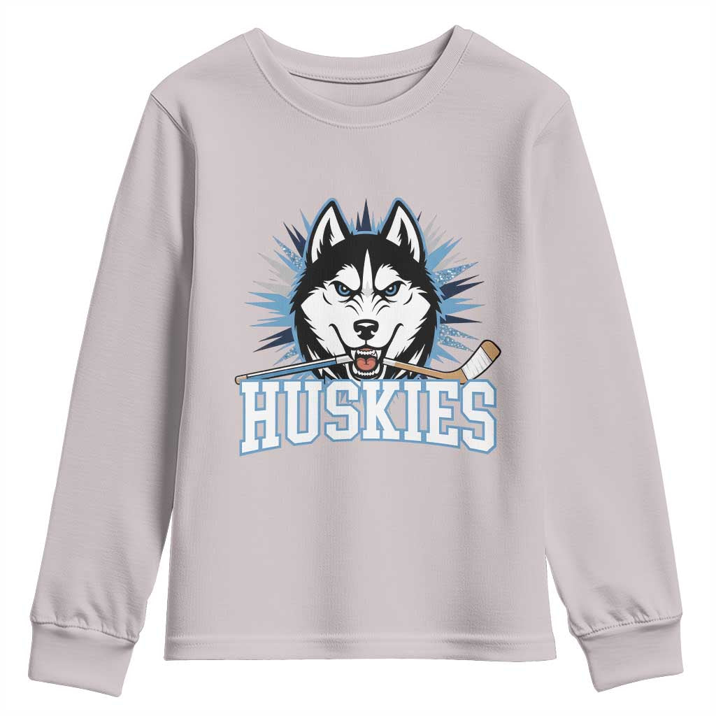 Cool Siberian Husky Ice Hockey Youth Sweatshirt Gift For Dog Lovers - Wonder Print Shop