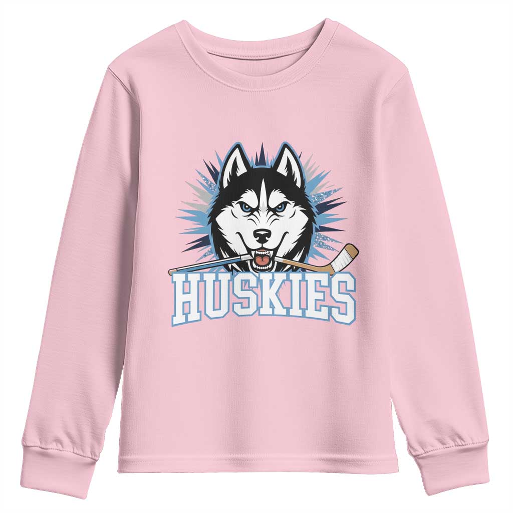 Cool Siberian Husky Ice Hockey Youth Sweatshirt Gift For Dog Lovers - Wonder Print Shop