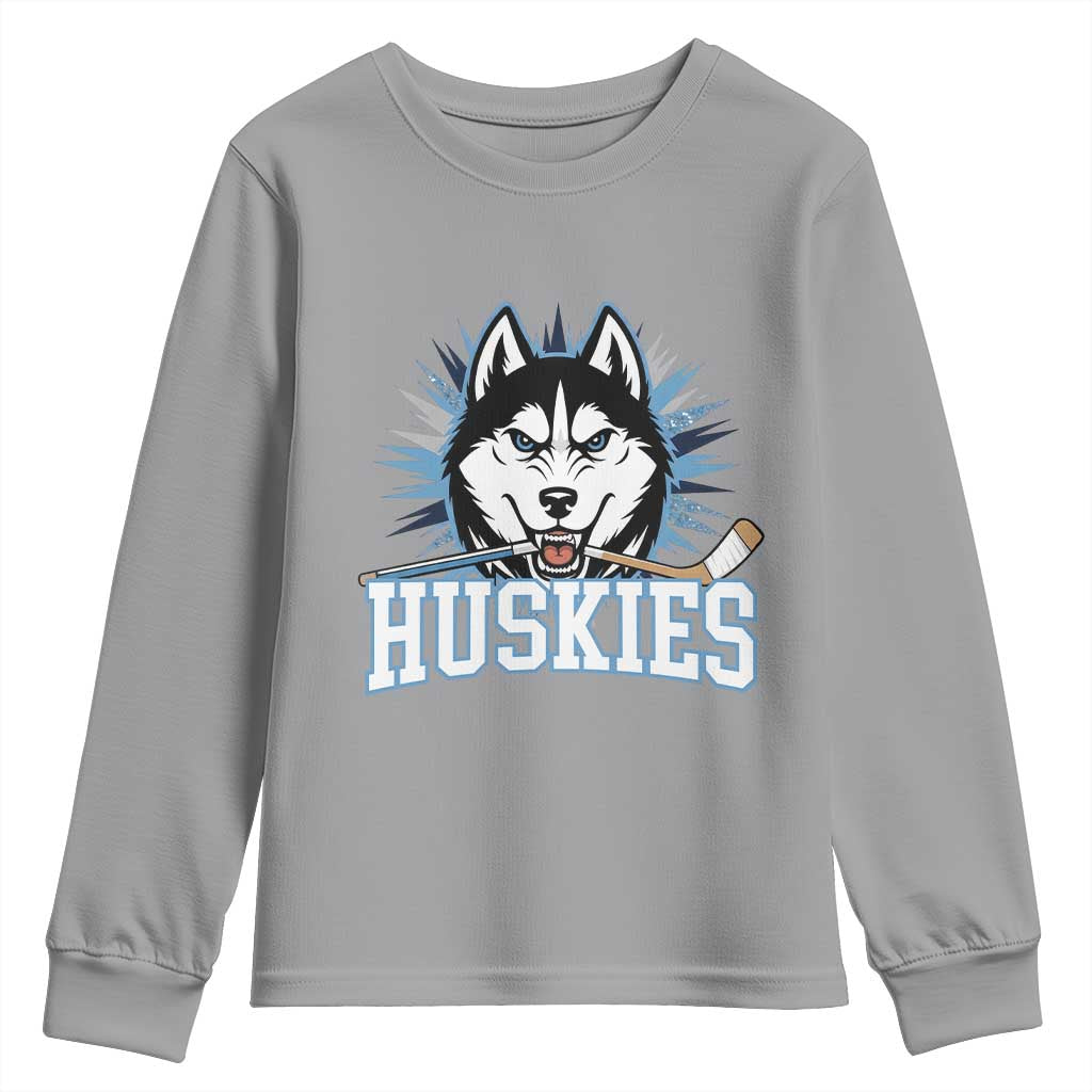 Cool Siberian Husky Ice Hockey Youth Sweatshirt Gift For Dog Lovers - Wonder Print Shop
