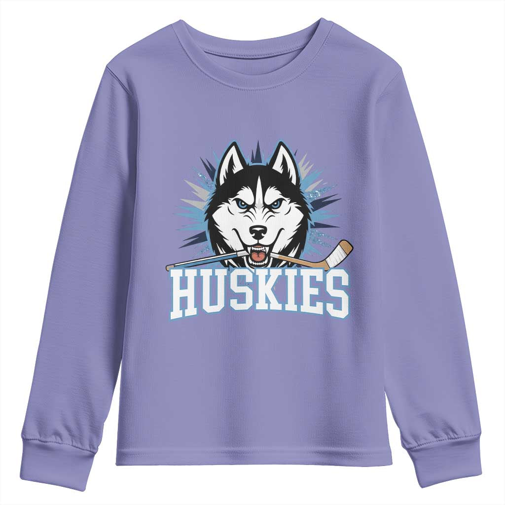 Cool Siberian Husky Ice Hockey Youth Sweatshirt Gift For Dog Lovers - Wonder Print Shop