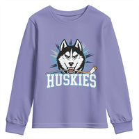 Cool Siberian Husky Ice Hockey Youth Sweatshirt Gift For Dog Lovers - Wonder Print Shop