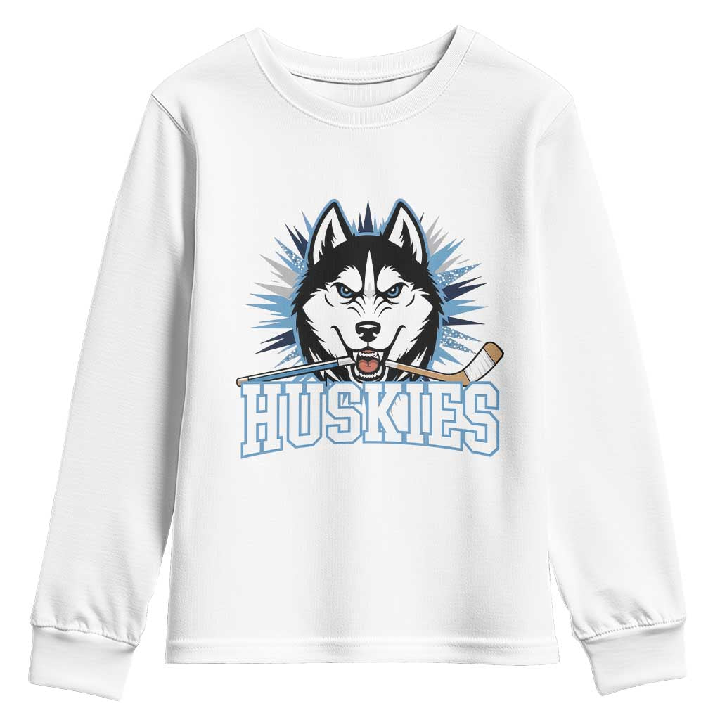 Cool Siberian Husky Ice Hockey Youth Sweatshirt Gift For Dog Lovers - Wonder Print Shop