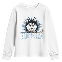 Cool Siberian Husky Ice Hockey Youth Sweatshirt Gift For Dog Lovers - Wonder Print Shop