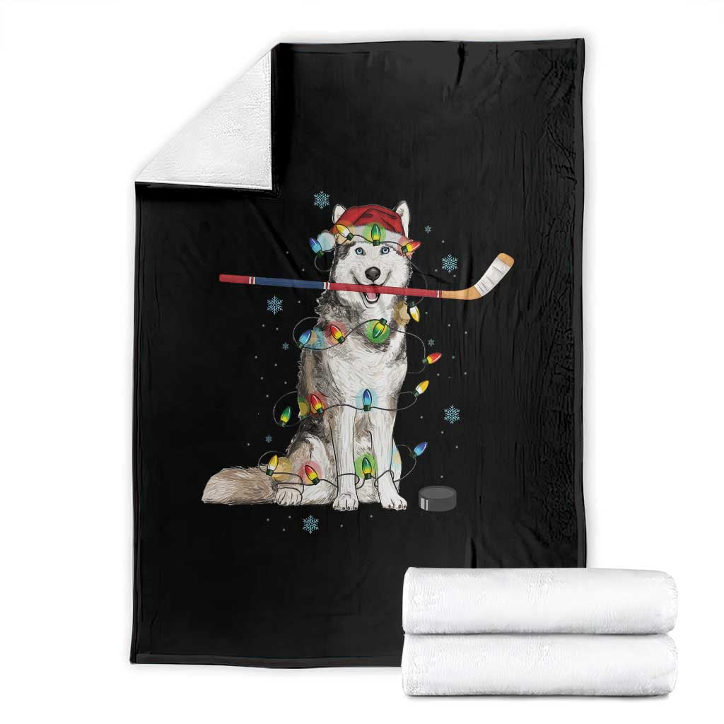 Funny Christmas Husky Ice Hockey Player Holiday Gift Throw Blanket - Wonder Print Shop