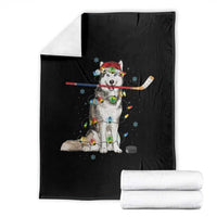 Funny Christmas Husky Ice Hockey Player Holiday Gift Throw Blanket - Wonder Print Shop