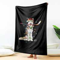 Funny Christmas Husky Ice Hockey Player Holiday Gift Throw Blanket - Wonder Print Shop