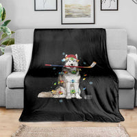 Funny Christmas Husky Ice Hockey Player Holiday Gift Throw Blanket - Wonder Print Shop