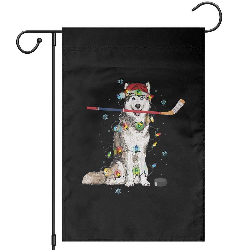 Funny Christmas Husky Ice Hockey Player Holiday Gift Garden Flag - Wonder Print Shop