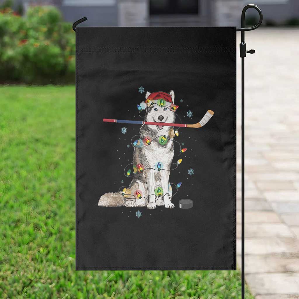 Funny Christmas Husky Ice Hockey Player Holiday Gift Garden Flag - Wonder Print Shop