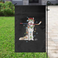Funny Christmas Husky Ice Hockey Player Holiday Gift Garden Flag - Wonder Print Shop