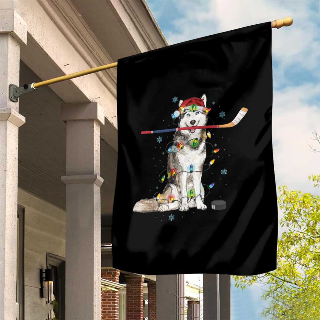 Funny Christmas Husky Ice Hockey Player Holiday Gift Garden Flag - Wonder Print Shop
