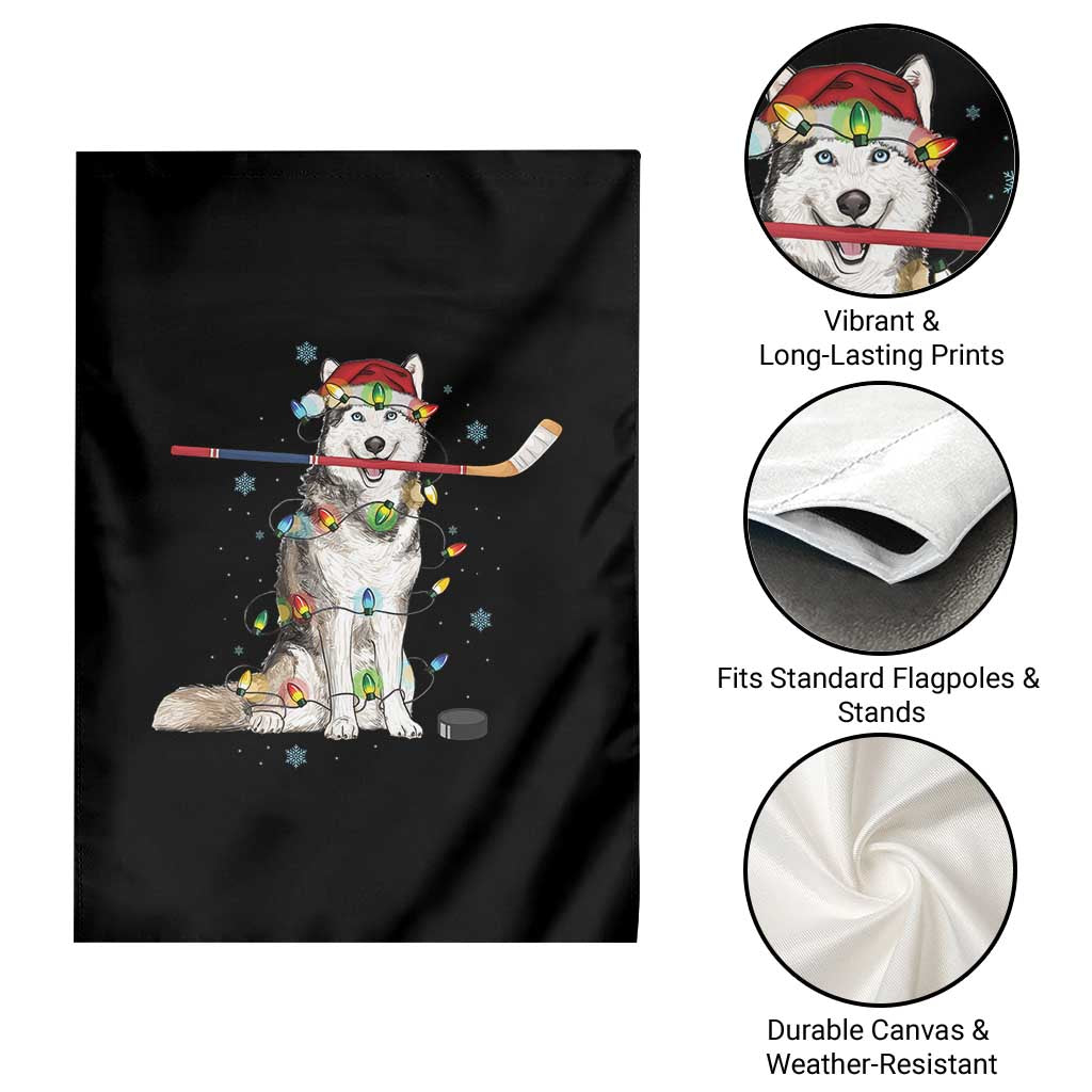 Funny Christmas Husky Ice Hockey Player Holiday Gift Garden Flag - Wonder Print Shop