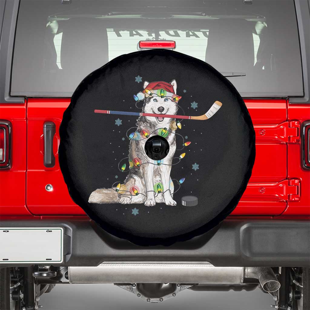 Funny Christmas Husky Ice Hockey Player Holiday Gift Spare Tire Cover - Wonder Print Shop
