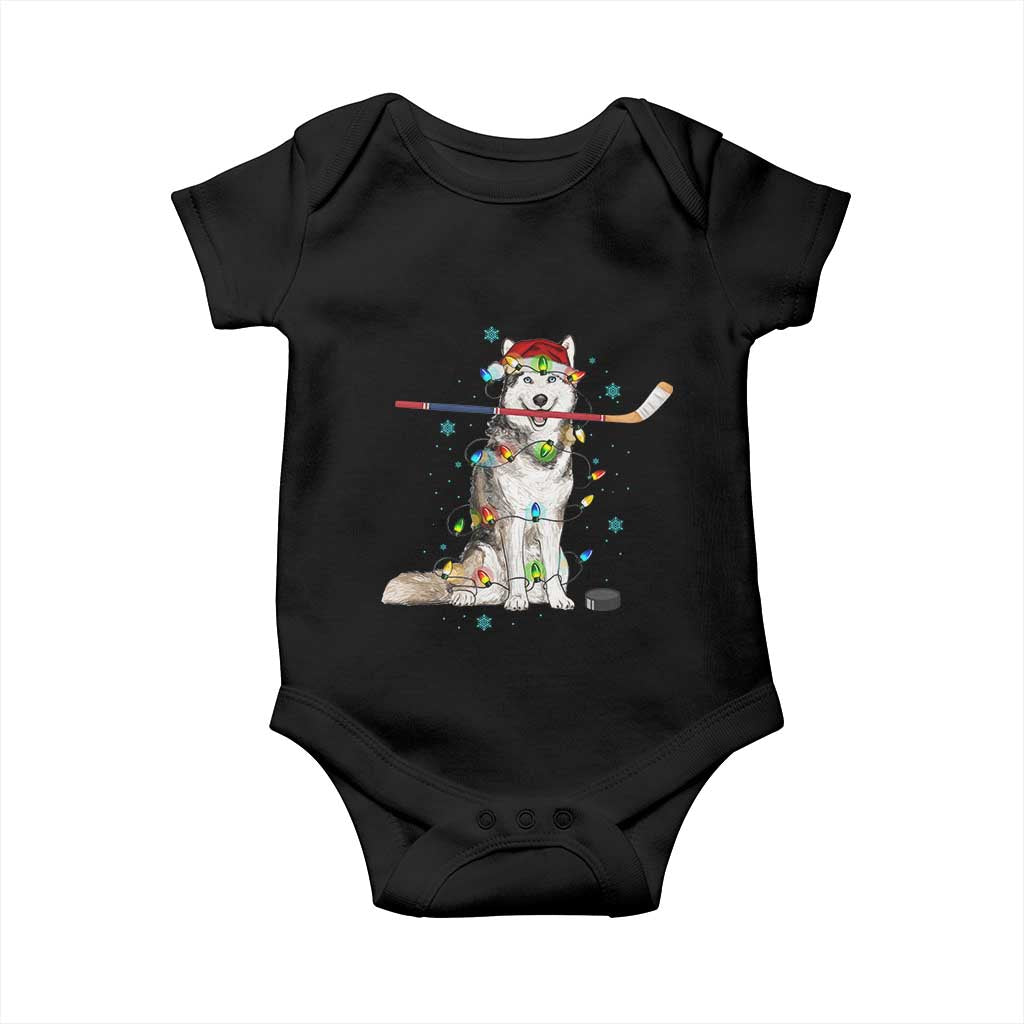 Funny Christmas Husky Ice Hockey Player Holiday Gift Baby Onesie - Wonder Print Shop