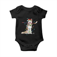 Funny Christmas Husky Ice Hockey Player Holiday Gift Baby Onesie - Wonder Print Shop