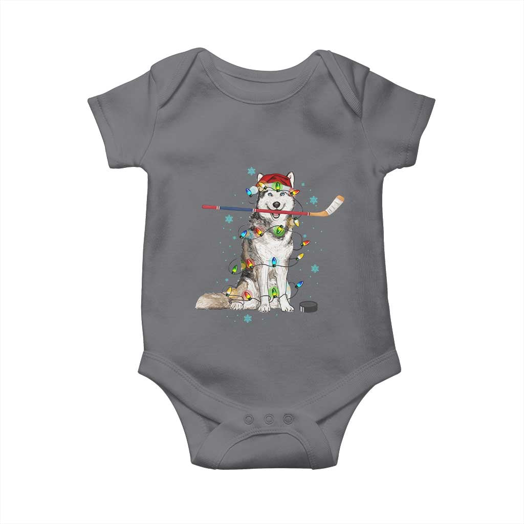 Funny Christmas Husky Ice Hockey Player Holiday Gift Baby Onesie - Wonder Print Shop