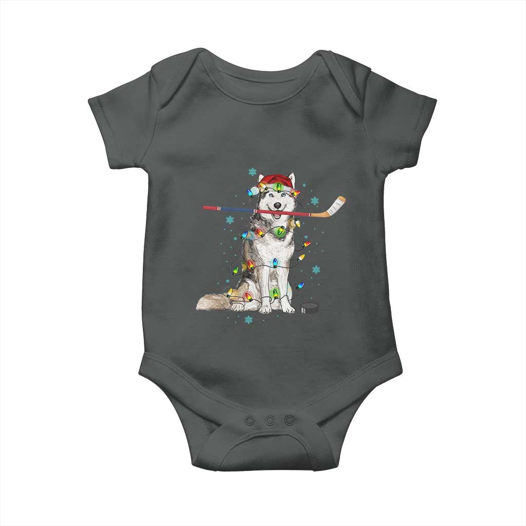 Funny Christmas Husky Ice Hockey Player Holiday Gift Baby Onesie - Wonder Print Shop