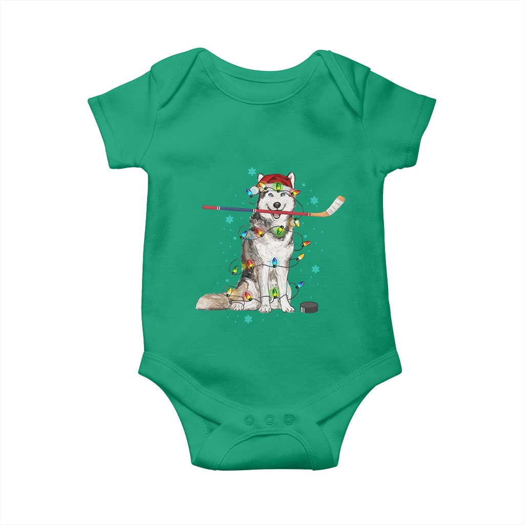 Funny Christmas Husky Ice Hockey Player Holiday Gift Baby Onesie - Wonder Print Shop