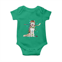 Funny Christmas Husky Ice Hockey Player Holiday Gift Baby Onesie - Wonder Print Shop