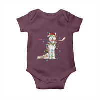 Funny Christmas Husky Ice Hockey Player Holiday Gift Baby Onesie - Wonder Print Shop