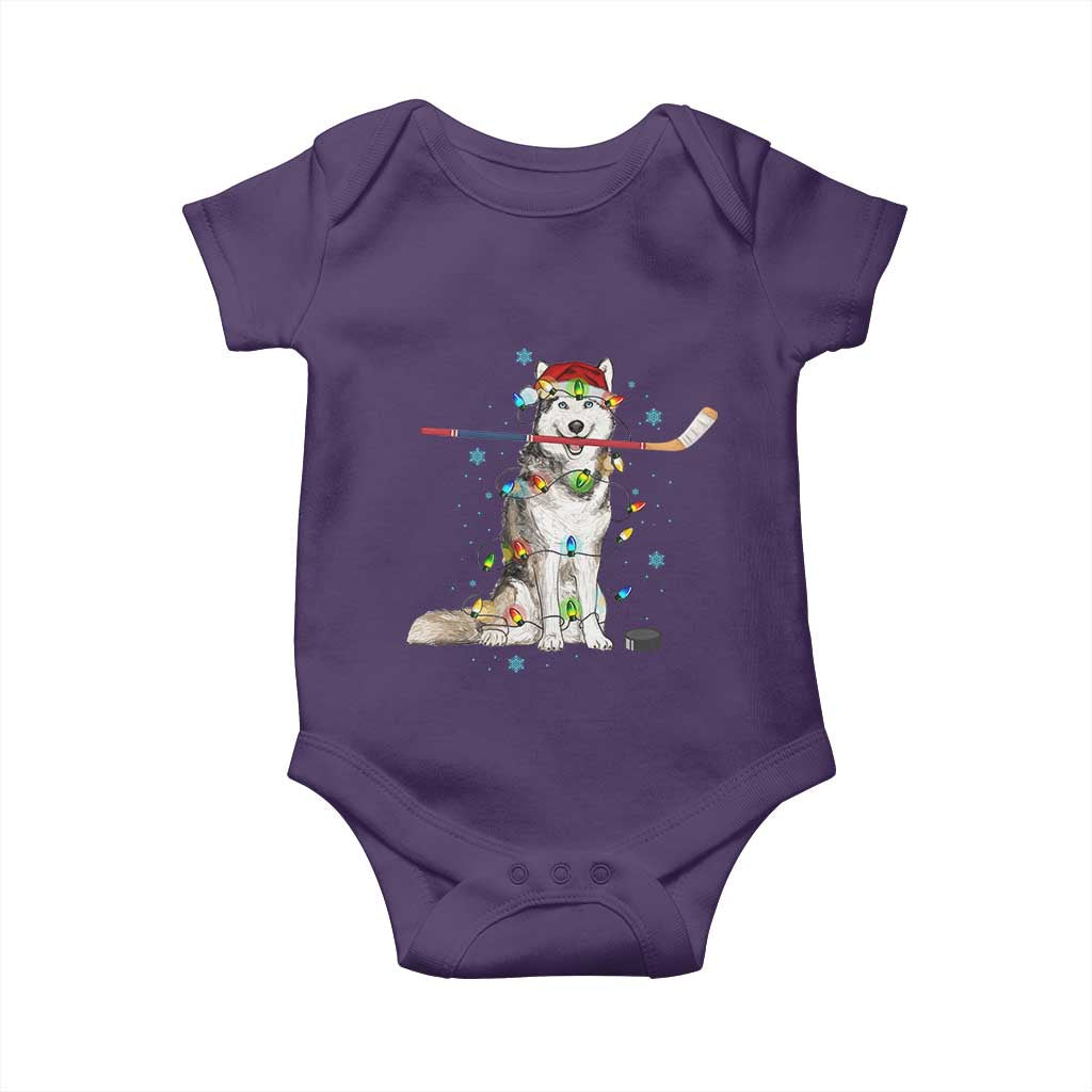 Funny Christmas Husky Ice Hockey Player Holiday Gift Baby Onesie - Wonder Print Shop
