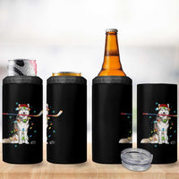 Funny Christmas Husky Ice Hockey Player Holiday Gift 4 in 1 Can Cooler Tumbler - Wonder Print Shop